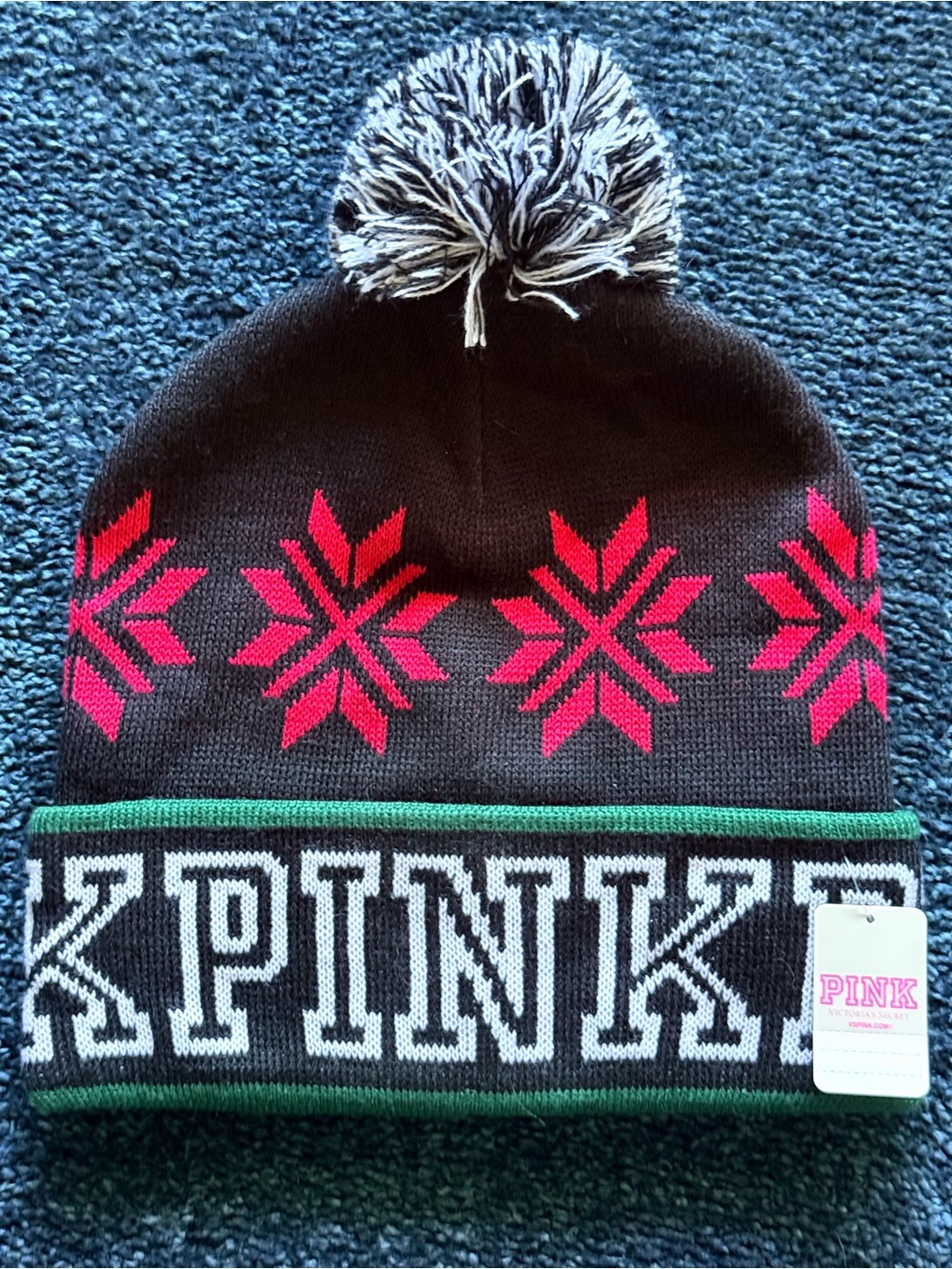 Victoria’s Secret PINK Fair Isle Pom Beanie NWT